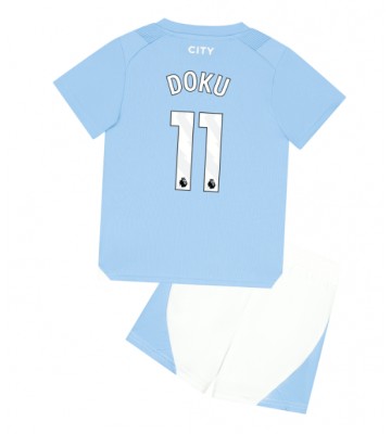 Manchester City Jeremy Doku #11 Primera Equipación Niños 2023-24 Manga Corta (+ Pantalones cortos)